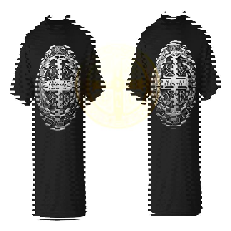 聖ベネディクトメダル 聖ベネディクトクロス カトリック クリスチャン Tシャツ