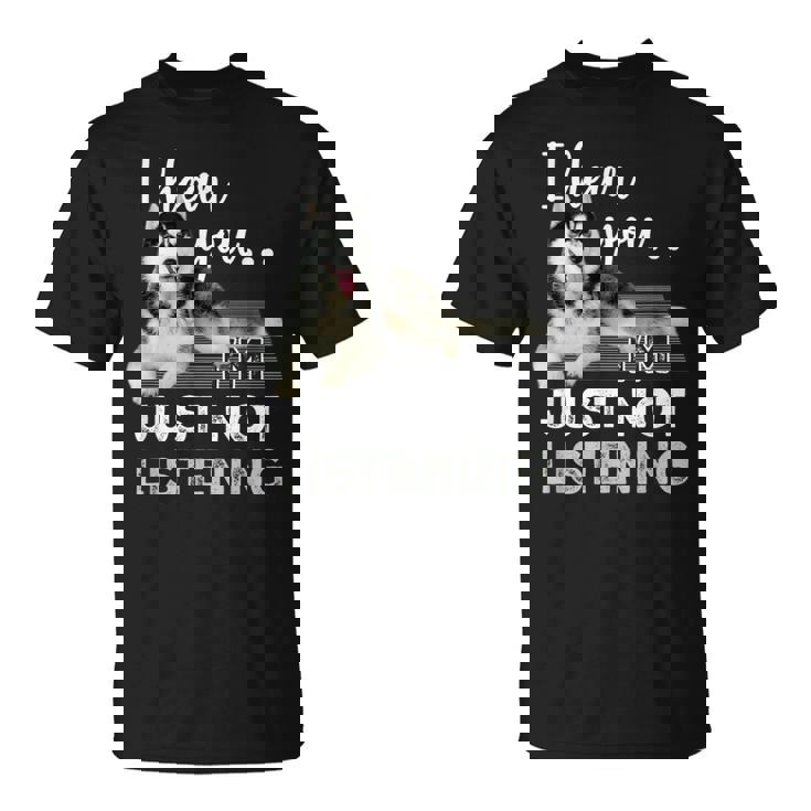 聞こえてるよ聞いていないだけだシベリアンハスキー恋人 Tシャツ
