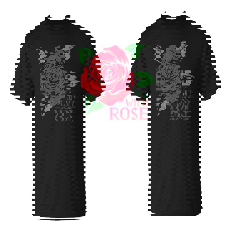 赤いバラとi'm A Wild Roseの花のデザイン Tシャツ