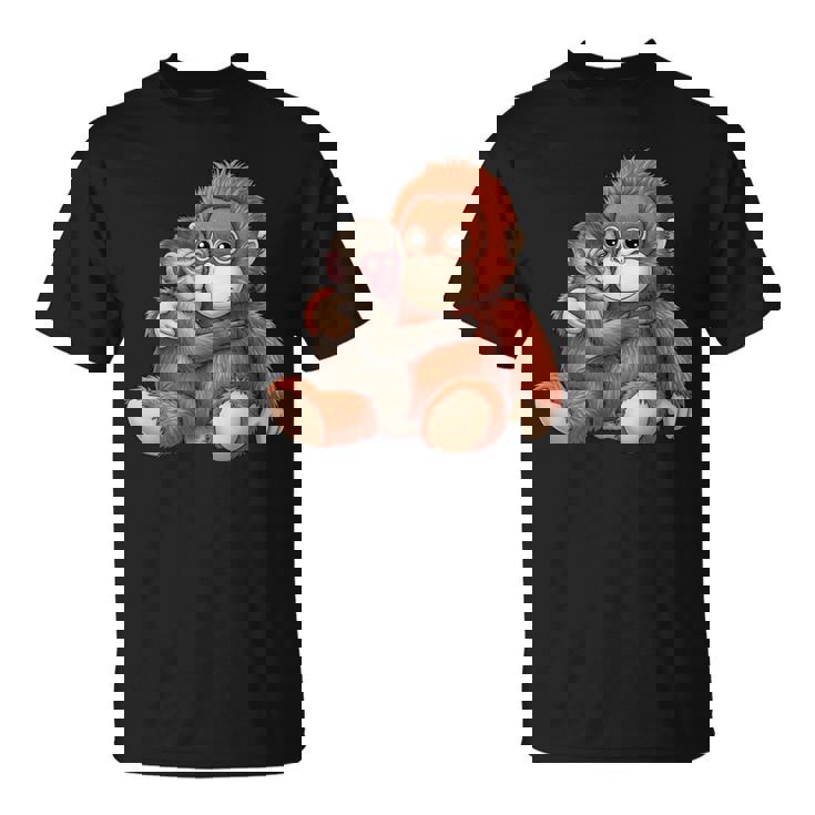 赤ちゃん用 マカク 抱きしめる ぬいぐるみ かわいい オランウータン モンキー パンチ ギフト 長袖tシャツ Tシャツ