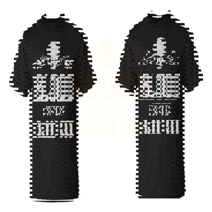 邪悪な頭蓋骨の血 血神 地獄の魔王 Tシャツ