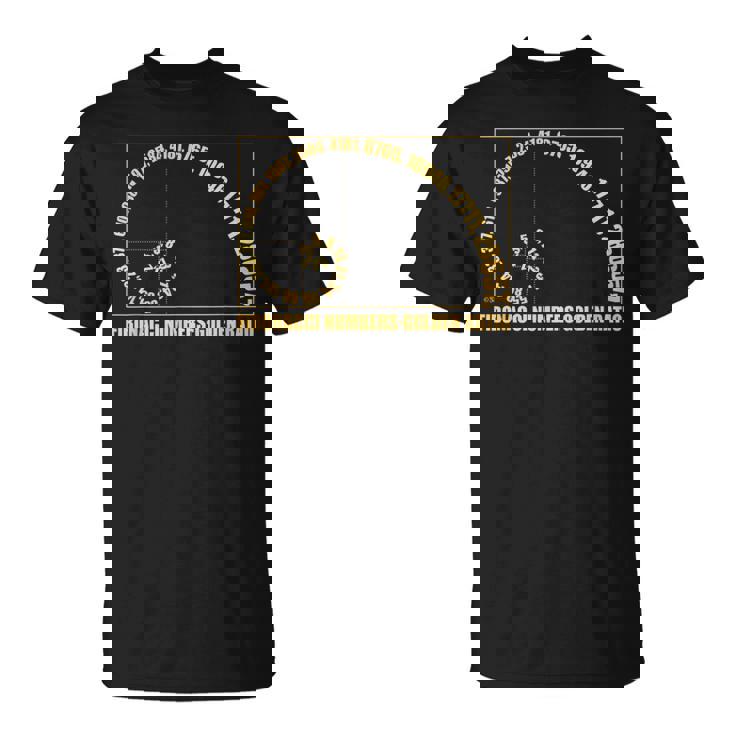 金比 フィボナッチスパイラル タイポグラフィック Tシャツ