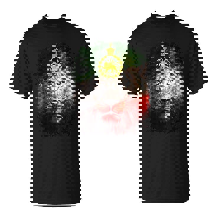 金色のライオンの頭が付いたイランの国旗。 Tシャツ