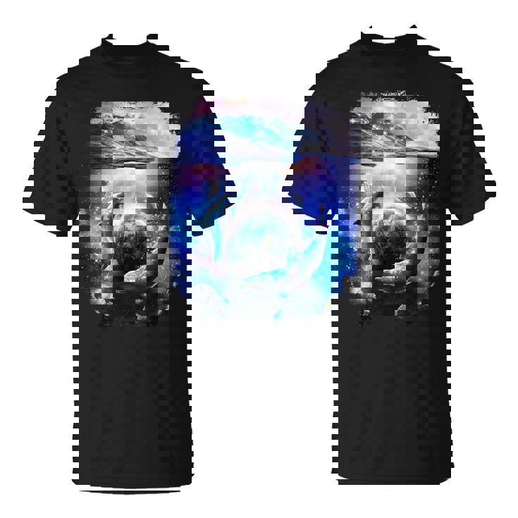 銀河 イルカ 宇宙 地球 海 Tシャツ