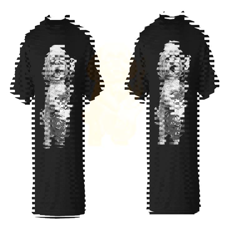 面白いtシャツ シーズー 犬 ギター イヌ メンズ 犬好き グッズ かわいい おもしろ 面白い 服 ネタ Tシャツ