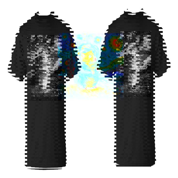 面白いtシャツ ハムスター かわいい ゴッホ 星月夜 動物 メンズ グッズ 面白い 服 ネタ 子供 キッズ Tシャツ