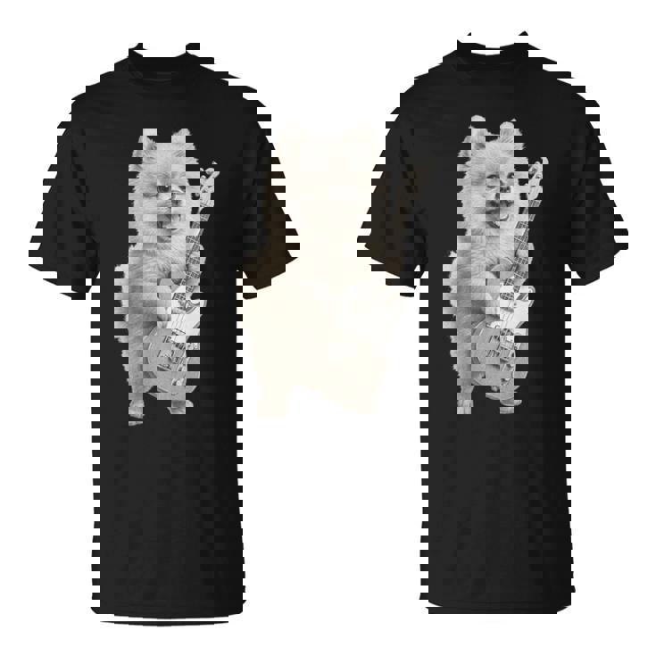 面白いtシャツ ポメラニアン 犬 ギター イヌ メンズ 犬好き グッズ かわいい おもしろ 面白い 服 ネタ 長袖tシャツ Tシャツ