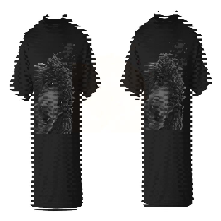 面白いおさるの犬 ブラック スタンダードプードル Tシャツ