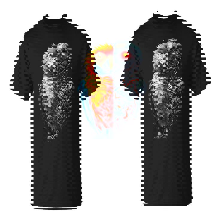 面白いオウムロボット動物愛好家サイボーグオウムロボット Robot Parrot Lover Cyborg Ai Tシャツ
