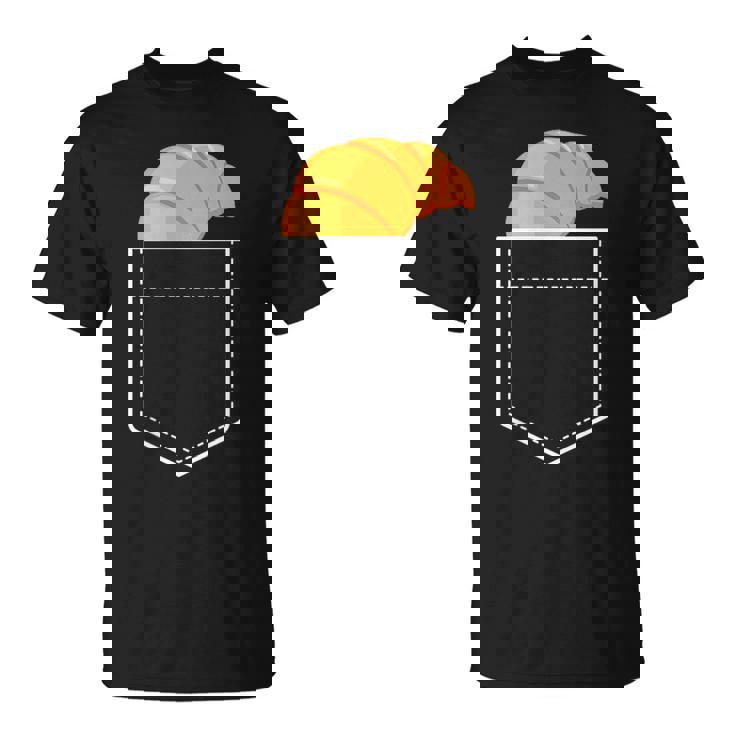 面白いクロワッサンインザポケット 食通 フレンチクロワッサンポケット Tシャツ