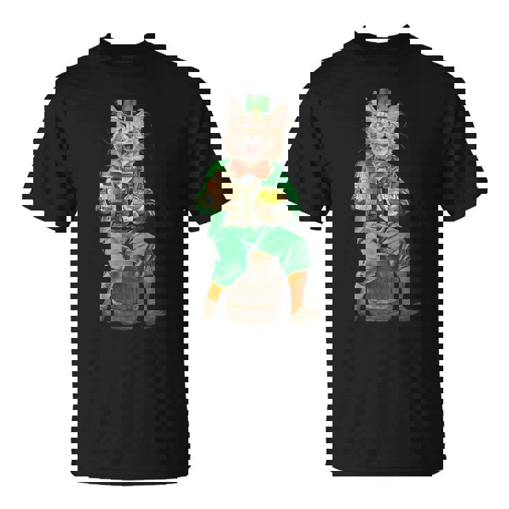 面白いレプラコーン猫、ハッピーセントパトリックデー Tシャツ