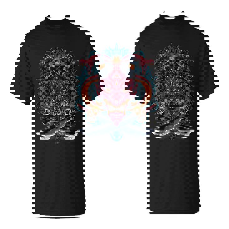 鬼魔悪魔日本の般若の面 Tシャツ