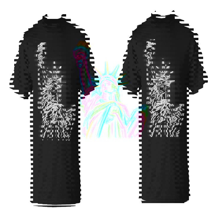 鮮やかな自由の女神tシャツ カラフルなアイコン Tシャツ