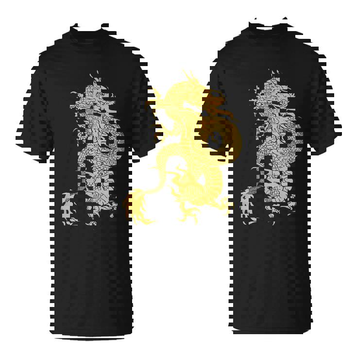 黄金龍 龍 幸運 富裕 幸せ 星 Tシャツ