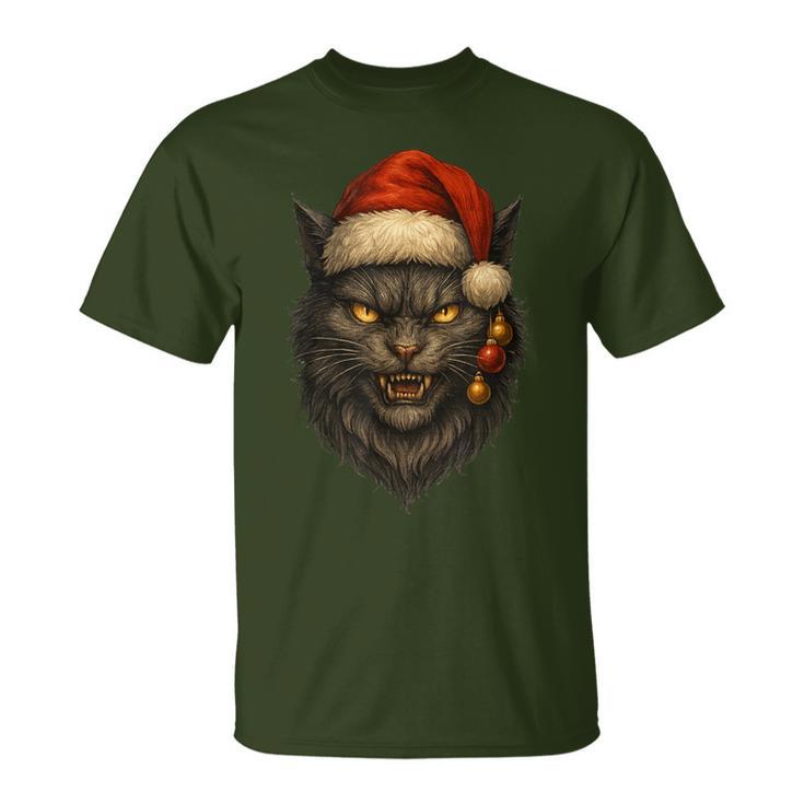 Evil Christmas Cat With Santa Hat And Ornaments T-Shirt Evil Christmas Cat With Santa Hat And Ornaments T-Shirt