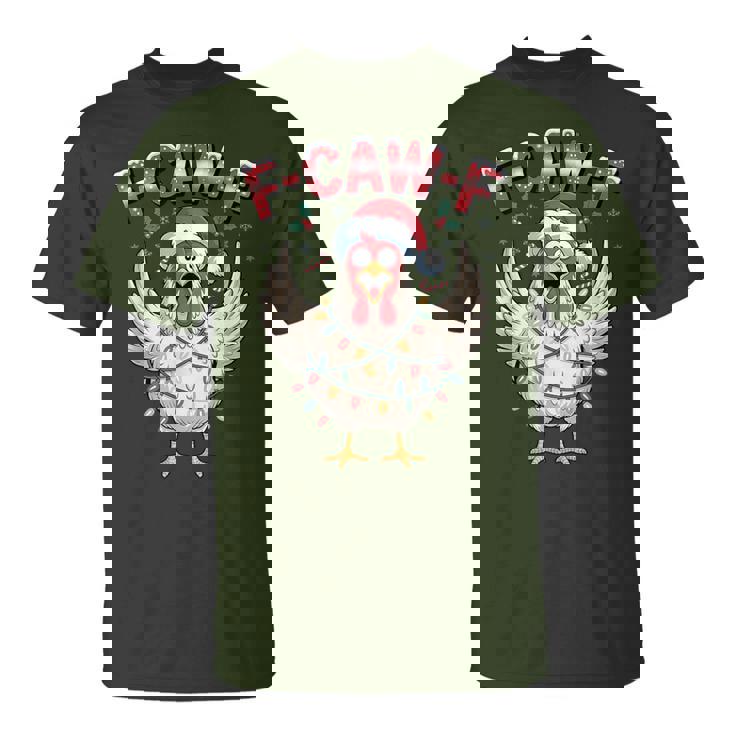 F Caw F Chicken Christmas Lights Santa Xmas Chicken T-Shirt
