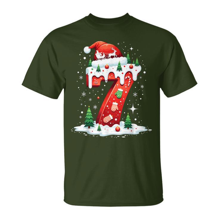 Fun Six Seven 6 7 Meme Couples Pajamas Christmas Tree Lights T-Shirt