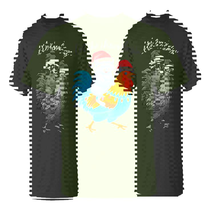 Let The Chaos Begin Raccoon Riding Rooster Christmas T-Shirt