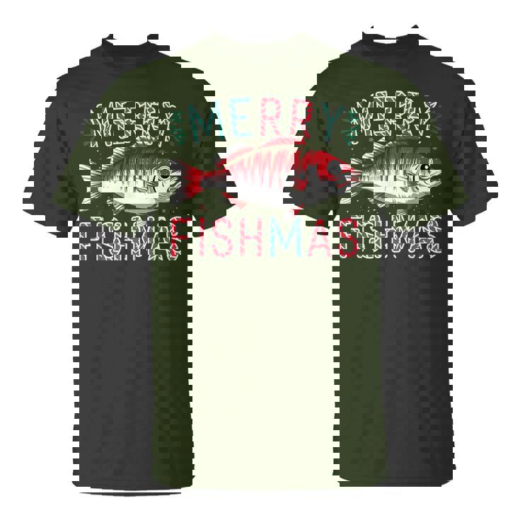 Merry Fishmas Bass Fishing Ugly Christmas For Anglers T-Shirt