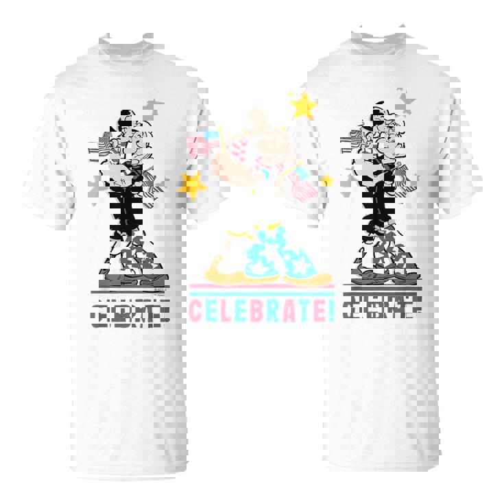 7月4日 「ポパイとオリーブオイルの愛国心」 彼と彼女 Tシャツ