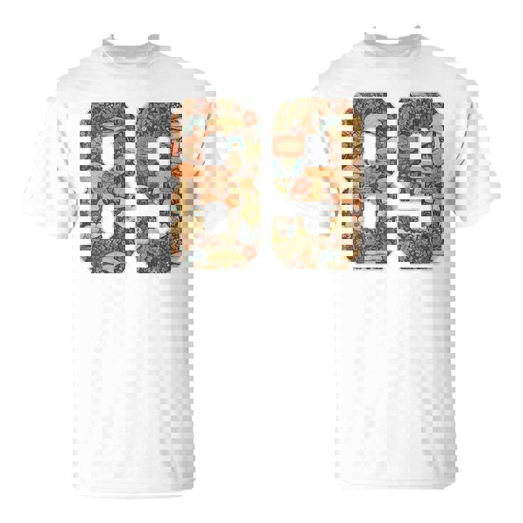 89 ナンバー コテージコア マッシュルーム レトロ フラワー裏側に Tシャツ