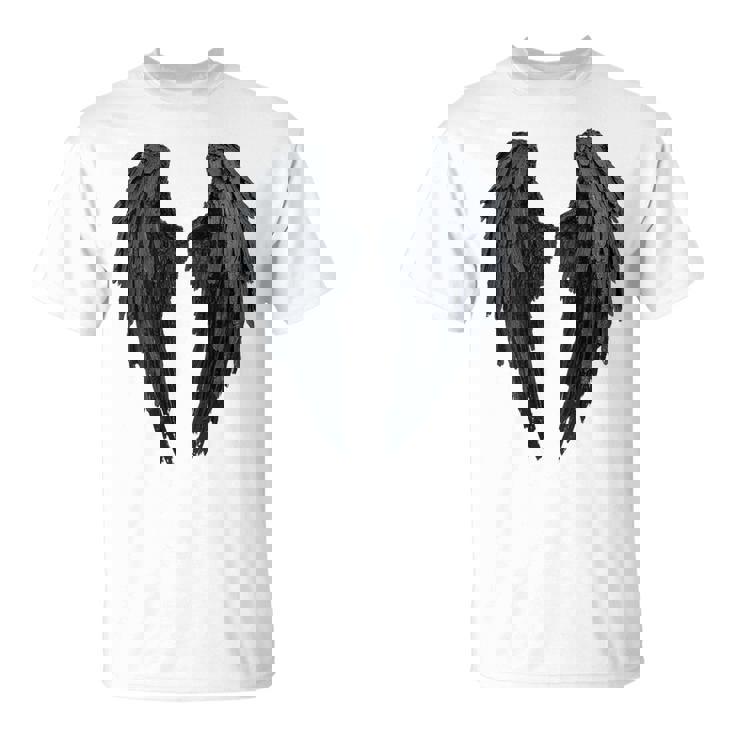 Alas De Ángel Negras En La Parte Camiseta unisex