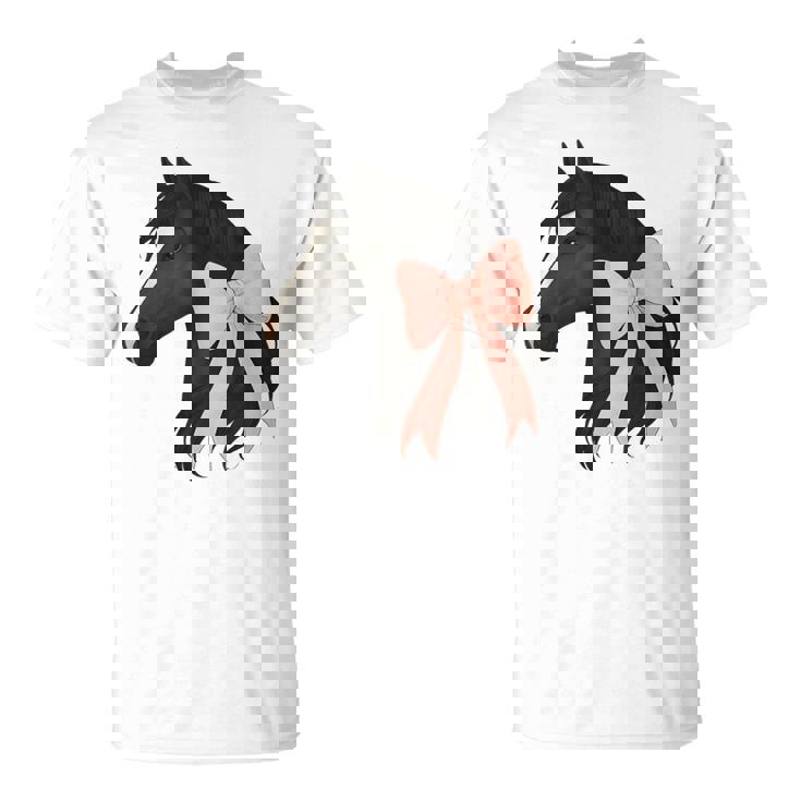 Cute Horse Pink Coquette Bow Horse Lover T-Shirt