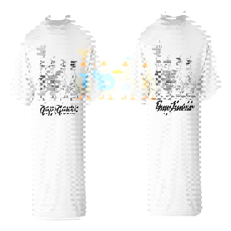 Hanukkah Goose Happy Hanukkah Menorah Dreidel Jewish T-Shirt