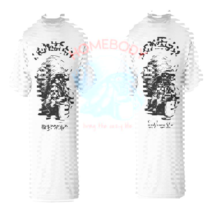 Homebody 居心地の良い生活 面白いヤドカリとコーヒー Tシャツ