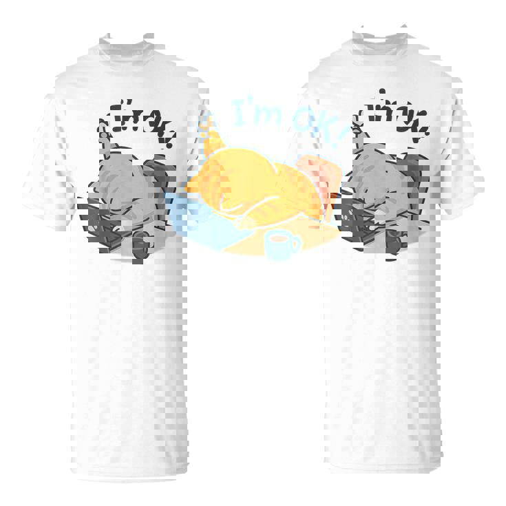 I'm Ok おかしな猫 在宅勤務 コーヒーミーム Tシャツ
