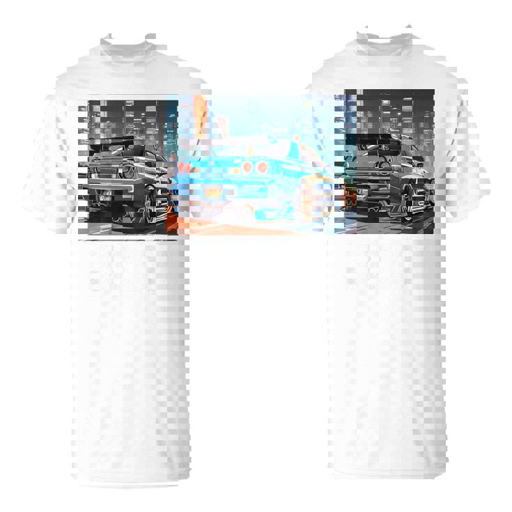 Jdmナイトドリフトレースカー東京スカイラインデザイン。 Tシャツ