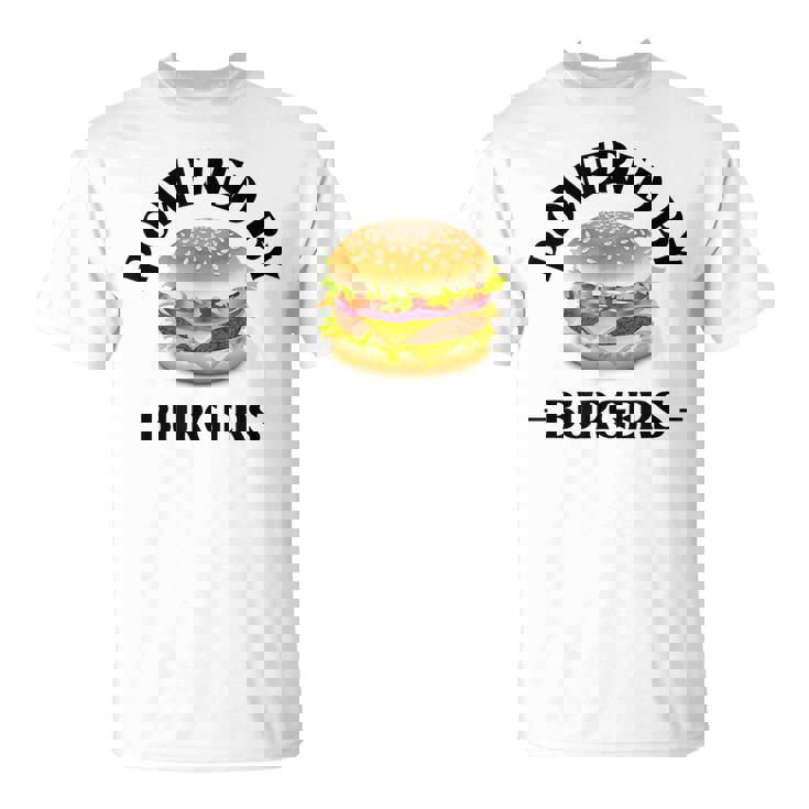 Powered By Burgers ファーストフード愛好家 面白いビーフバーガー Tシャツ