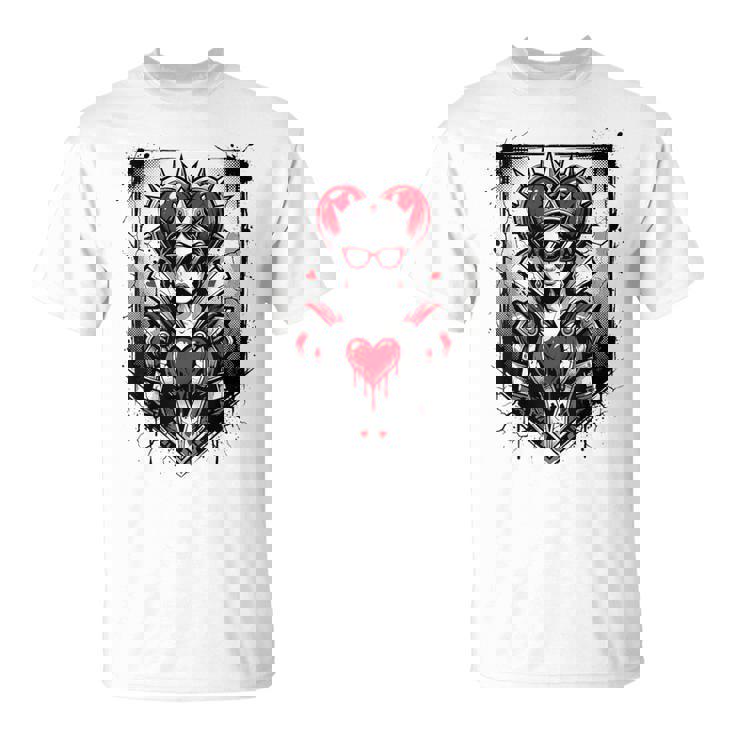 Rojo Reina De Corazones Corona Rebelde Gafas Deol Poker Card Es Camiseta unisex