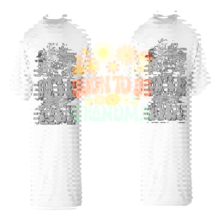 Soon To Be Grandma Expecting Baby Daisy Groovy Wildflower Tシャツ