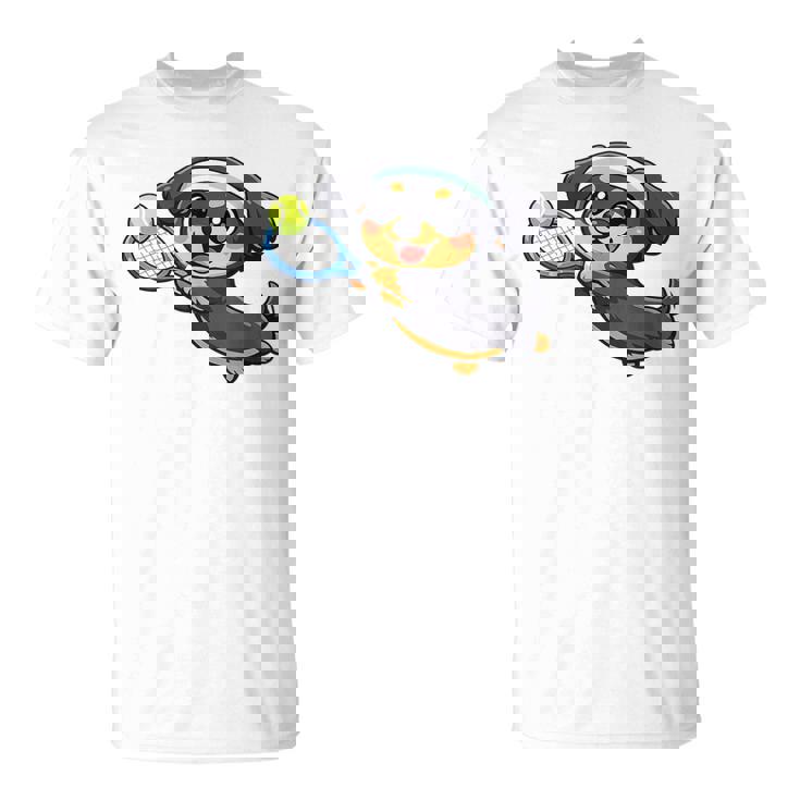 かわいい犬のテニス漫画アート Tシャツ