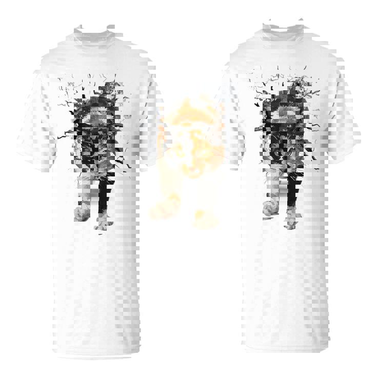 その壁を打ち破れ 三毛猫 福猫 面白 Tシャツ