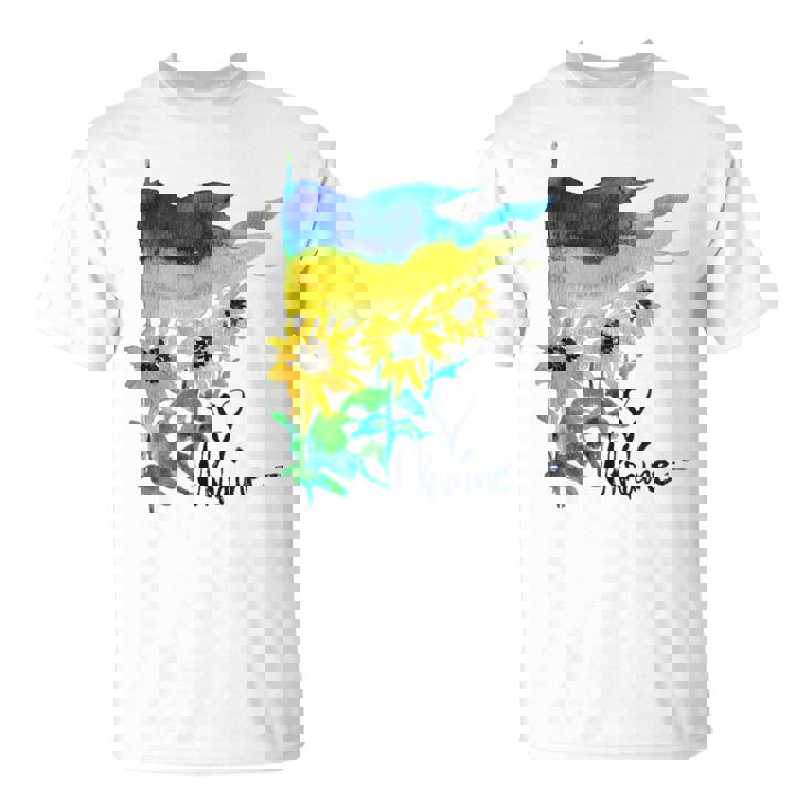 ウクライナ国旗 ひまわりの愛 ウクライナの強い服 Tシャツ