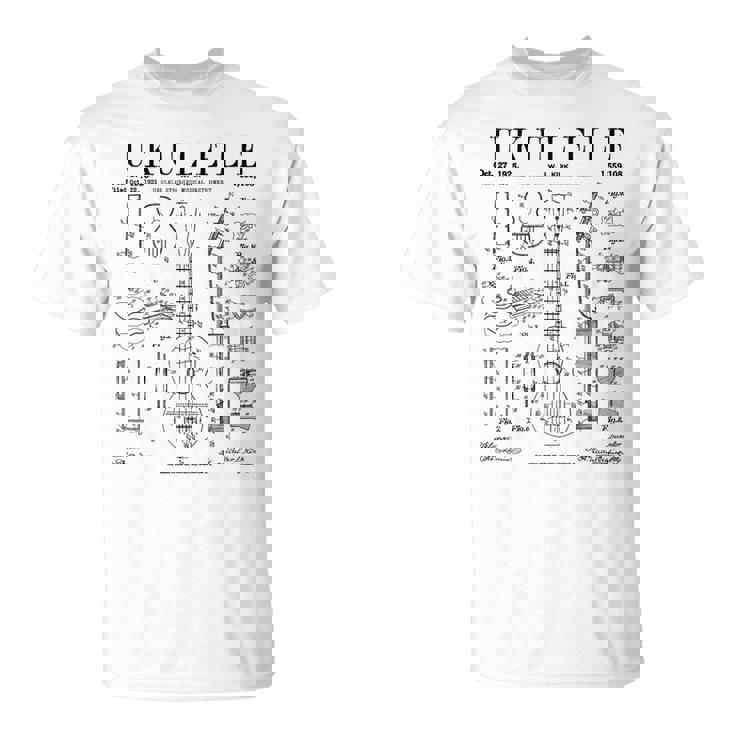 ウクレレ楽器 ウケ ヴィンテージ 特許 図面 プリント Tシャツ