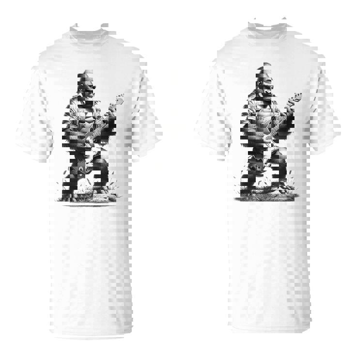 エレキギター ゴリラロックプレーヤー おもしろギフト グラフィック Tシャツ