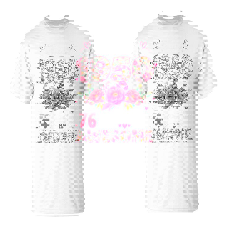 オンバック 76歳 1950年3月 花柄 76歳の誕生日 Tシャツ