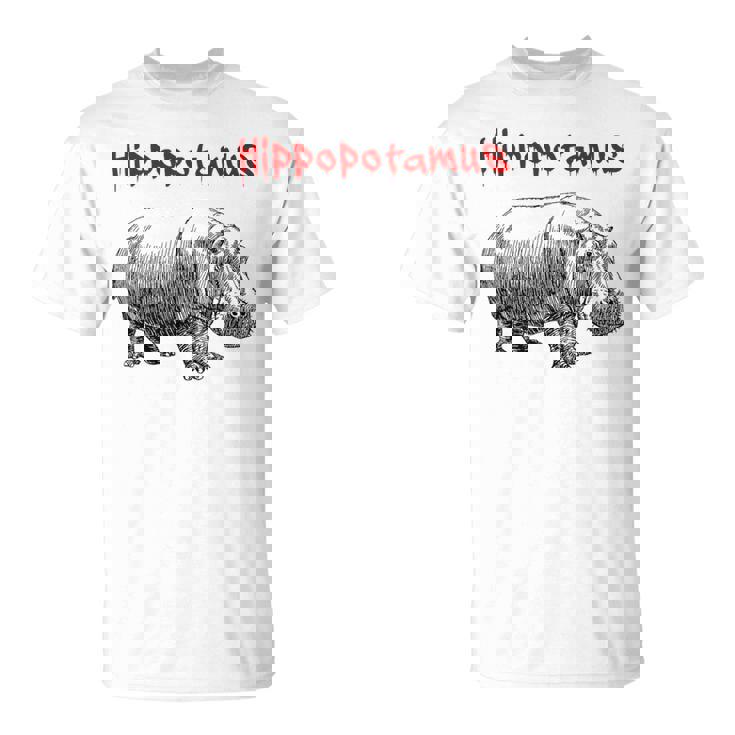 カバ ヴィンテージ シンプル ミニマリスト カバ グラフィック Tシャツ