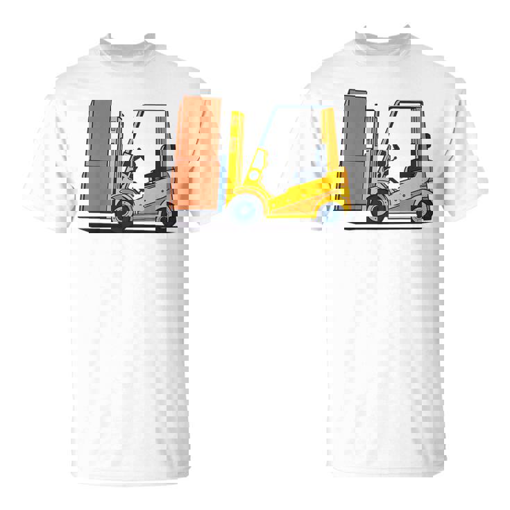 キッズ フォークリフト車両工事現場掘削機建設作業員 男の子 Tシャツ