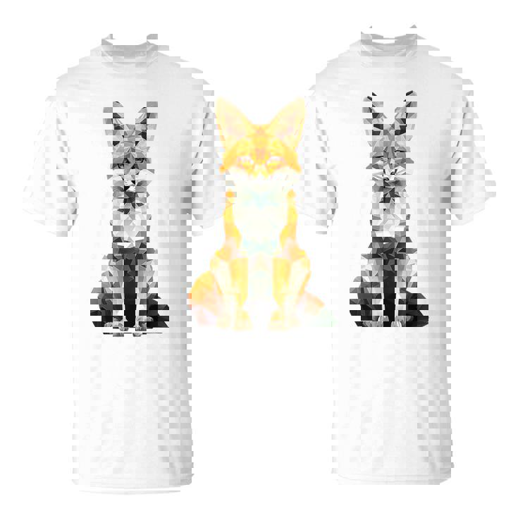 キツネ アニマル柄 グラフィック ポートレート イラスト 幾何学 キツネ Tシャツ