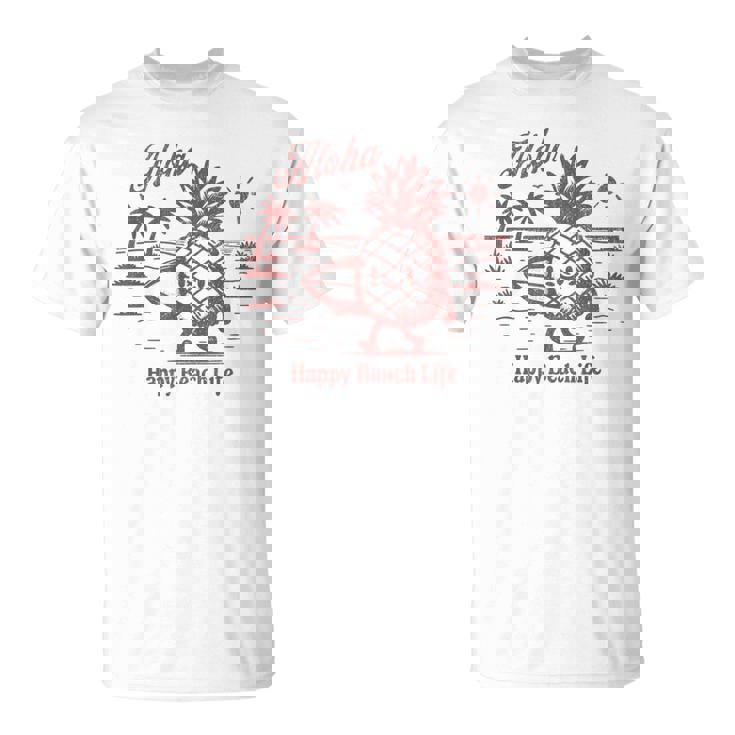 サーフィン パイナップル レトロ ビーチ ヤシの木 トロピカル 美学 Tシャツ