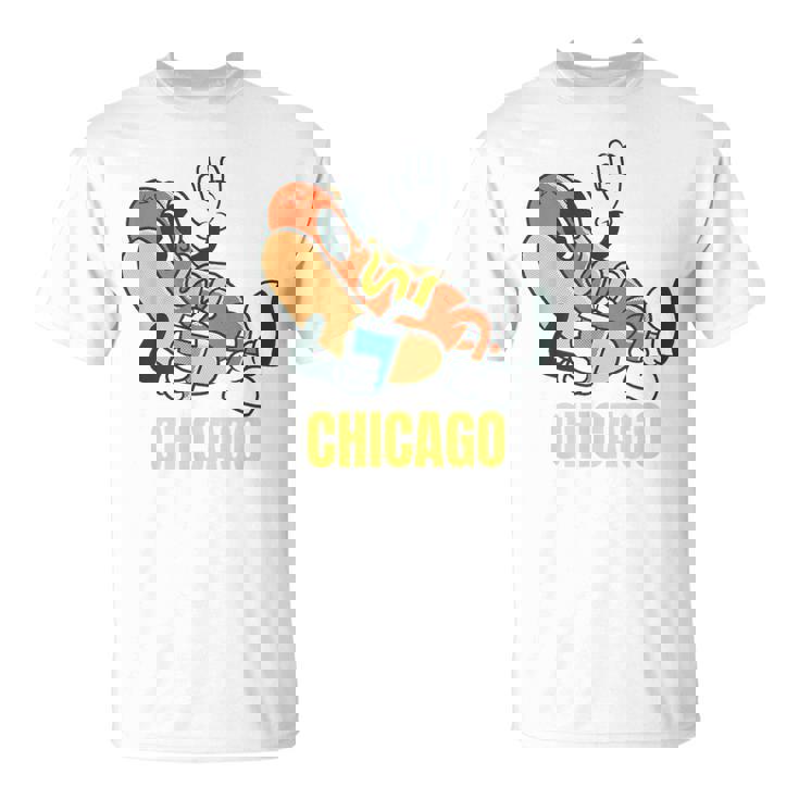 シカゴホットドッグ ストリートフード ホットドッグ マスタード付き Tシャツ
