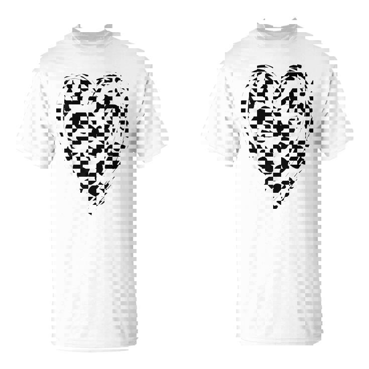 シックなハートプリントの牛柄。 Tシャツ