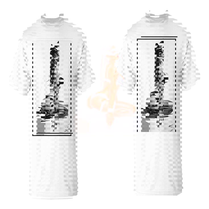 セクシーガールグラフィックtシャツ バッドキティ ピンナップ バックプリント Tシャツ