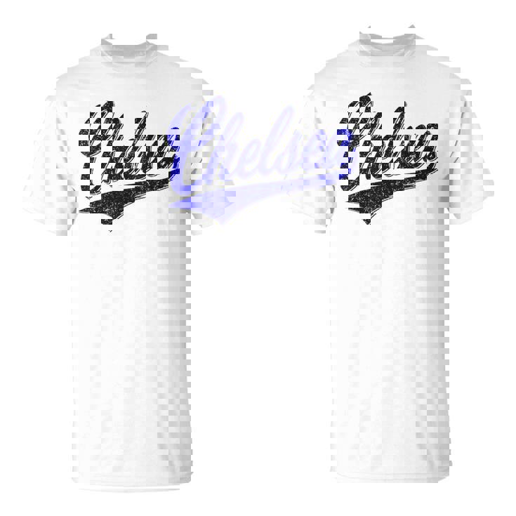 チェルシー ロンドン イングランド バーシティ スクリプト クラシック スポーツ ジャージ Tシャツ