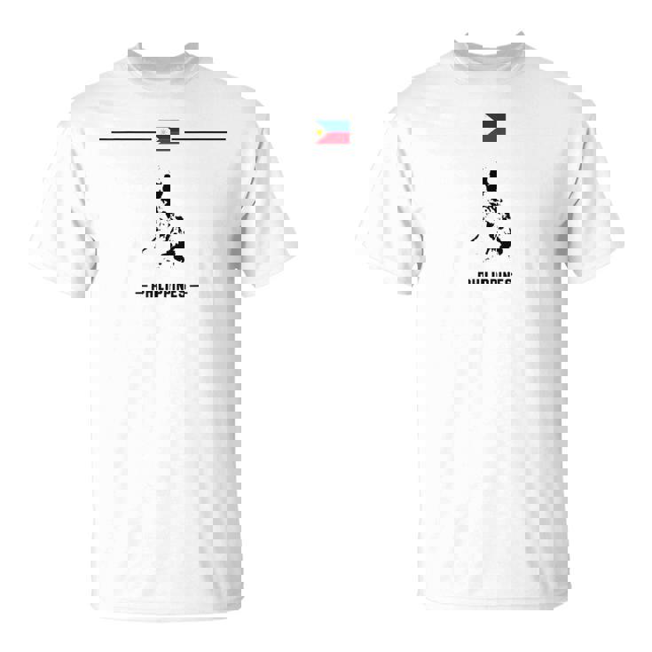 フィリピンの国旗、地図と国の名前 フィリピン Tシャツ