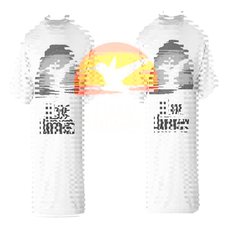 レトロ ヴィンテージ サンセット 2024 I Love Hummers コリブリ ハチドリ Tシャツ